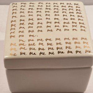 Hugo Guinness For J.Crew Gold Tone ME ME ME Ceramic Trinket Box.